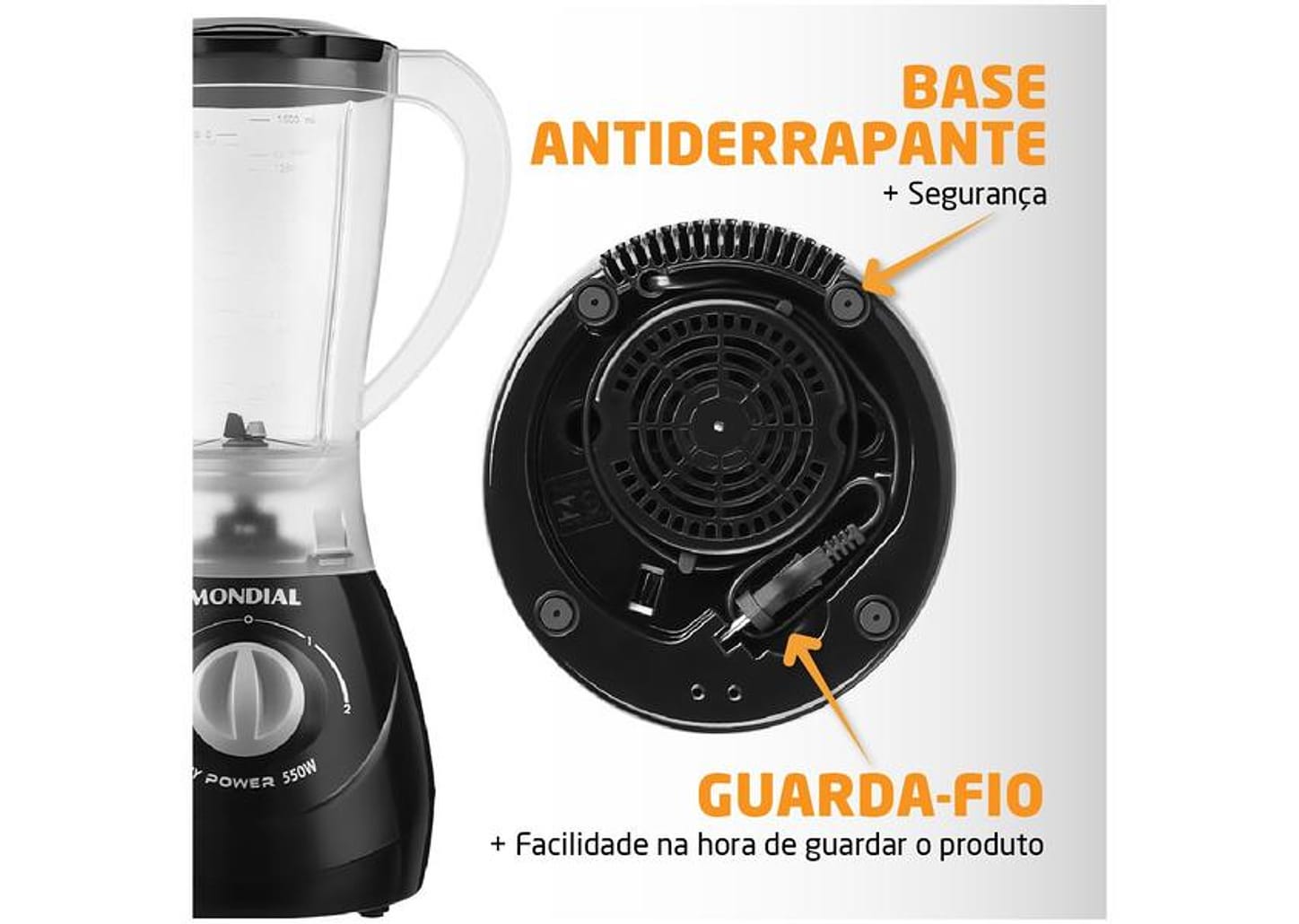 Liquidificador Mondial Easy Power L-550 Preto 2 Velocidades 550W