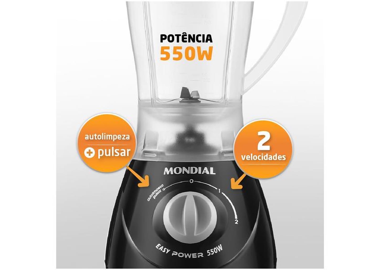 Liquidificador Mondial Easy Power L-550 Preto 2 Velocidades 550W