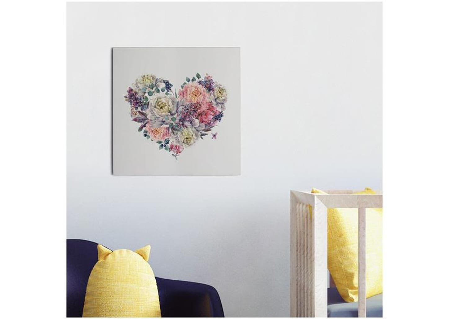Placa Decorativa MDF Heart Flower 29x29cm - Design Up Living