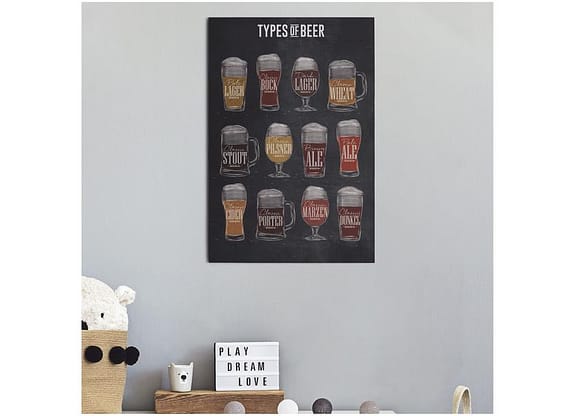 Placa Decorativa MDF Open Bar Types of Beer 30x44cm Design Up Living