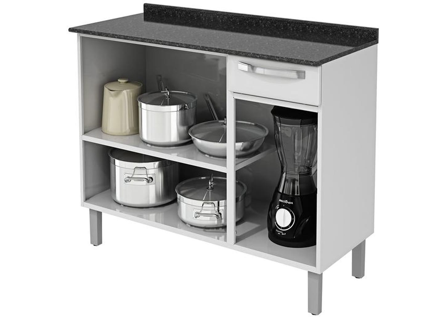 Balcão de Cozinha com Tampo Itatiaia Aço 3 Portas 1 Gaveta Rose