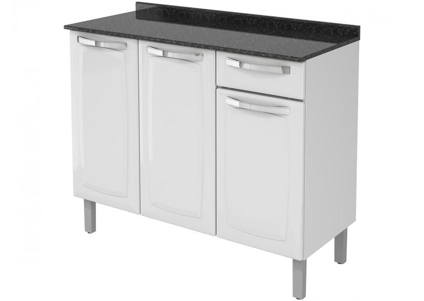 Balcão de Cozinha com Tampo Itatiaia Aço 3 Portas 1 Gaveta Rose