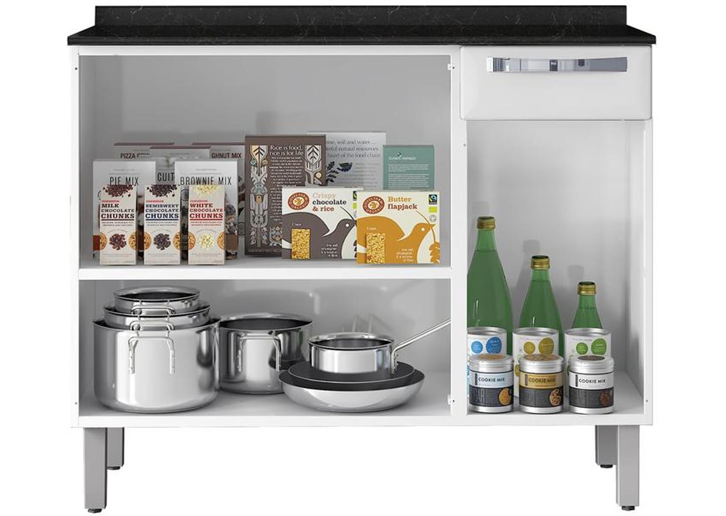 Balcão de Cozinha com Tampo Itatiaia Aço 3 Portas 1 Gaveta Rose