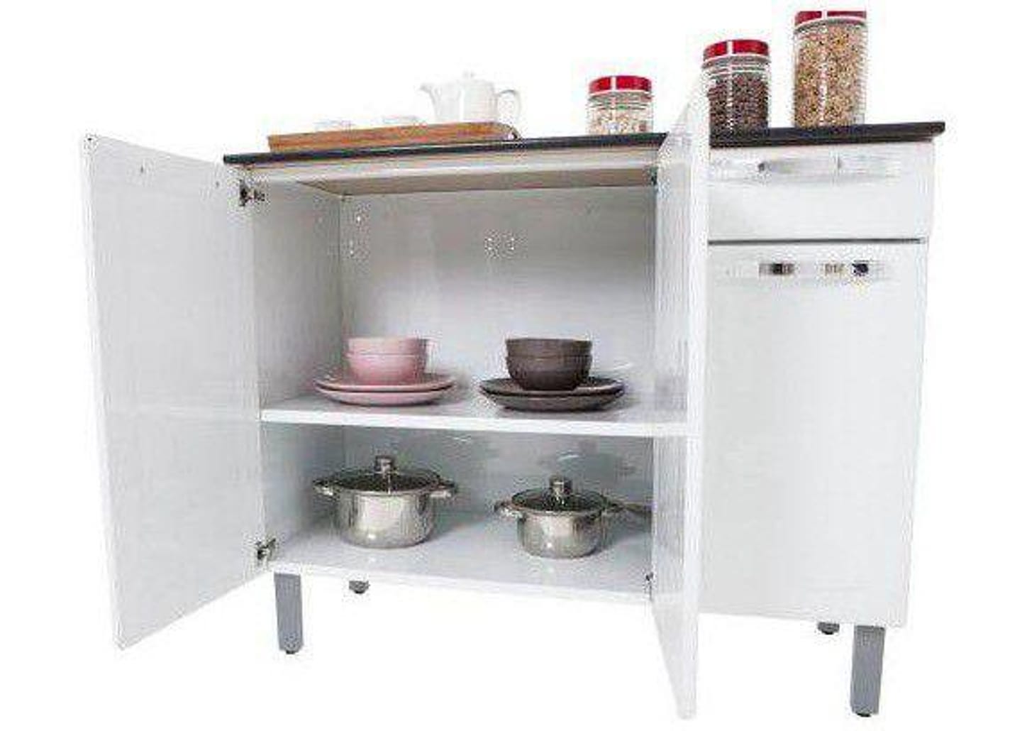 Balcão de Cozinha com Tampo Itatiaia Aço 3 Portas 1 Gaveta Rose