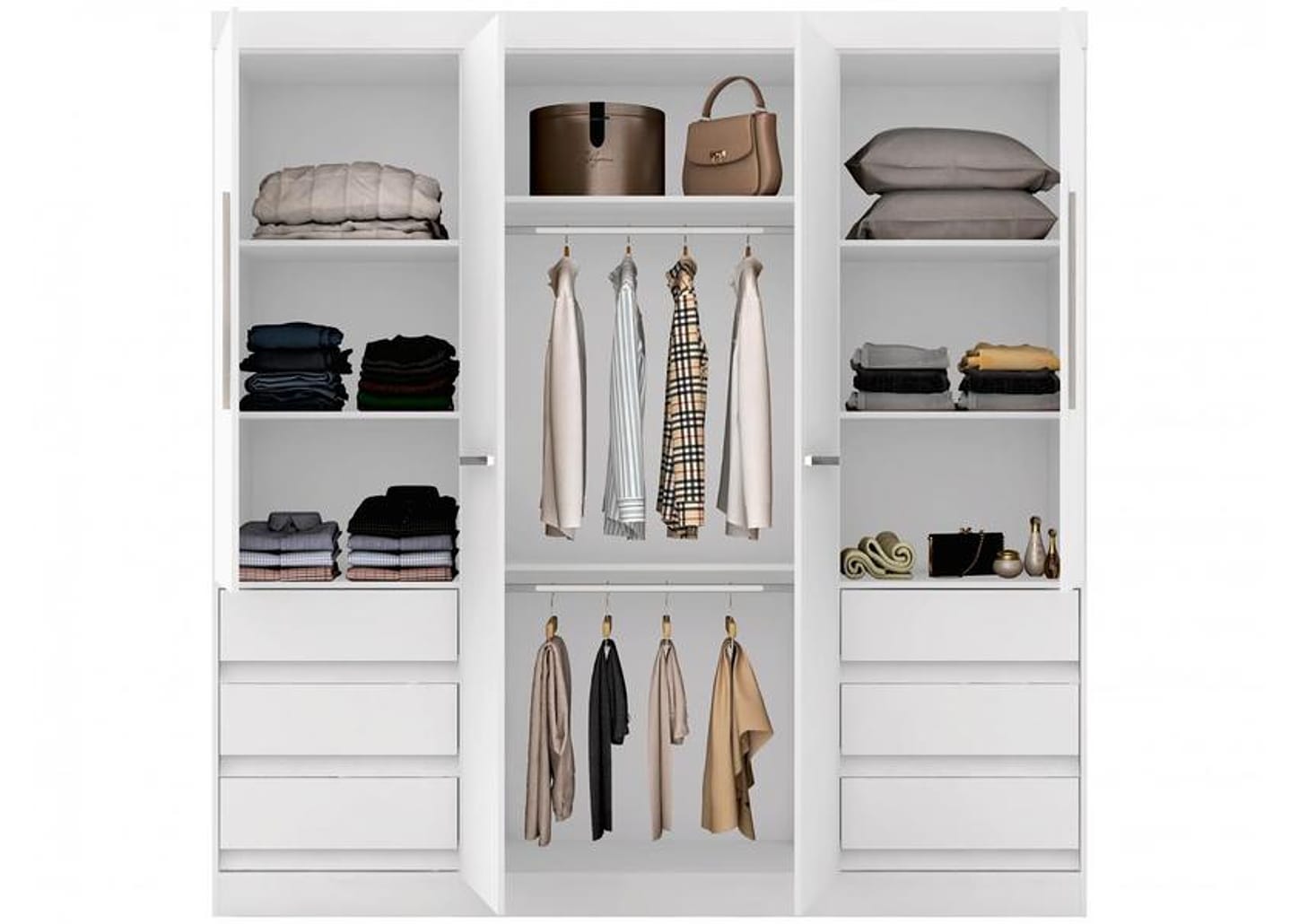 Guarda-roupa Casal com Espelho 4 Portas 6 Gavetas Araplac Atraente Sofia