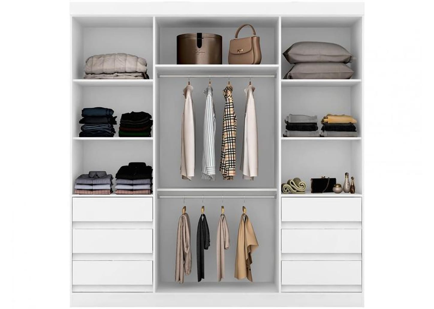 Guarda-roupa Casal com Espelho 4 Portas 6 Gavetas Araplac Atraente Sofia