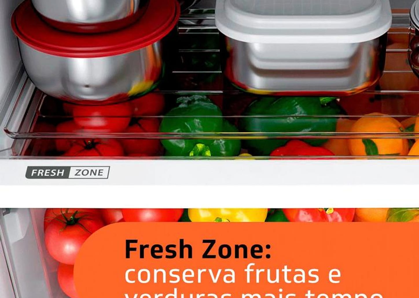 Geladeira Brastemp Frost Free Duplex 375L Inox - Compartimento Extrafrio Fresh Zone BRM44HK 110V
