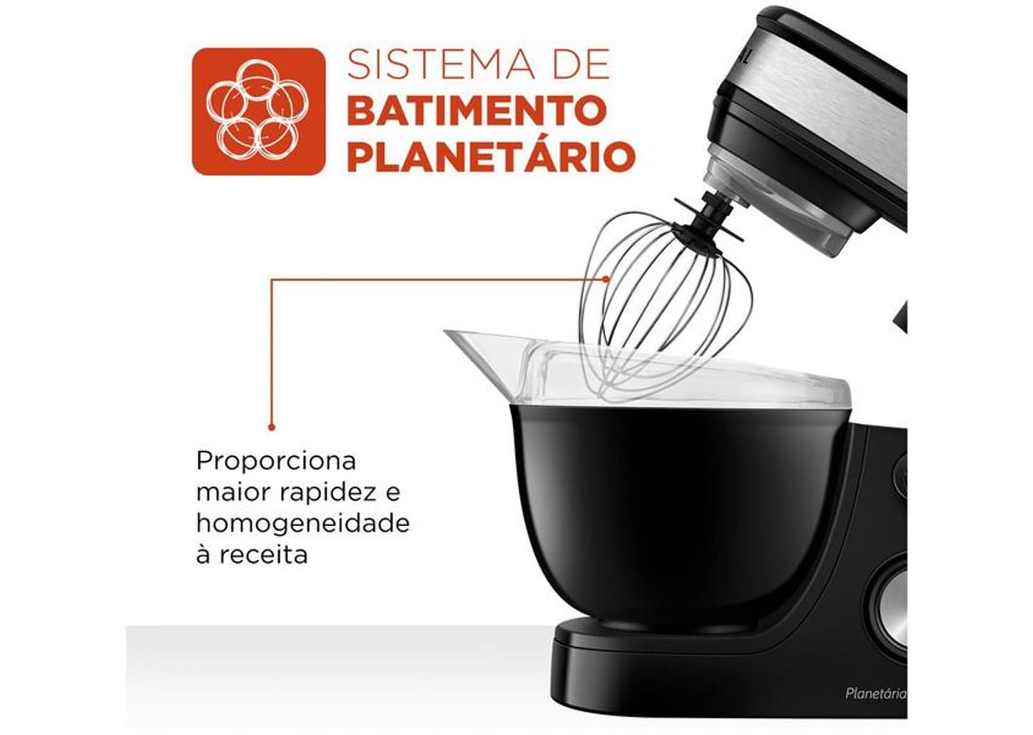 Batedeira Planetária Mondial Preto e Inox 700W - Premium 12 Velocidades