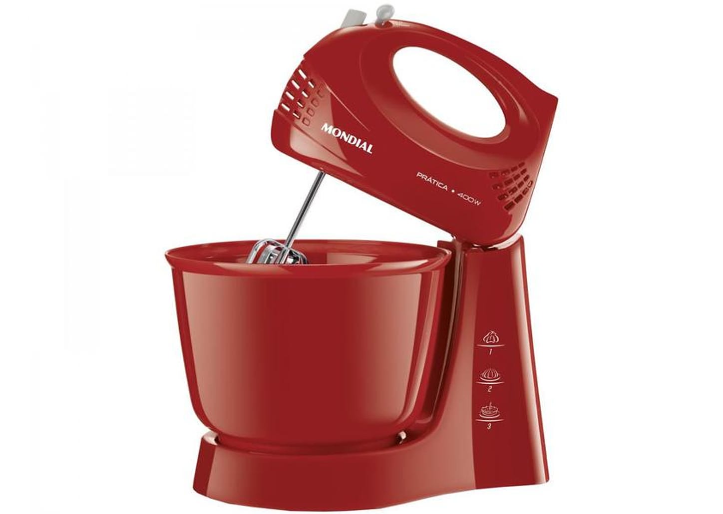 Batedeira Mondial Vermelha 400W Prática - B-44-R 3 Velocidades