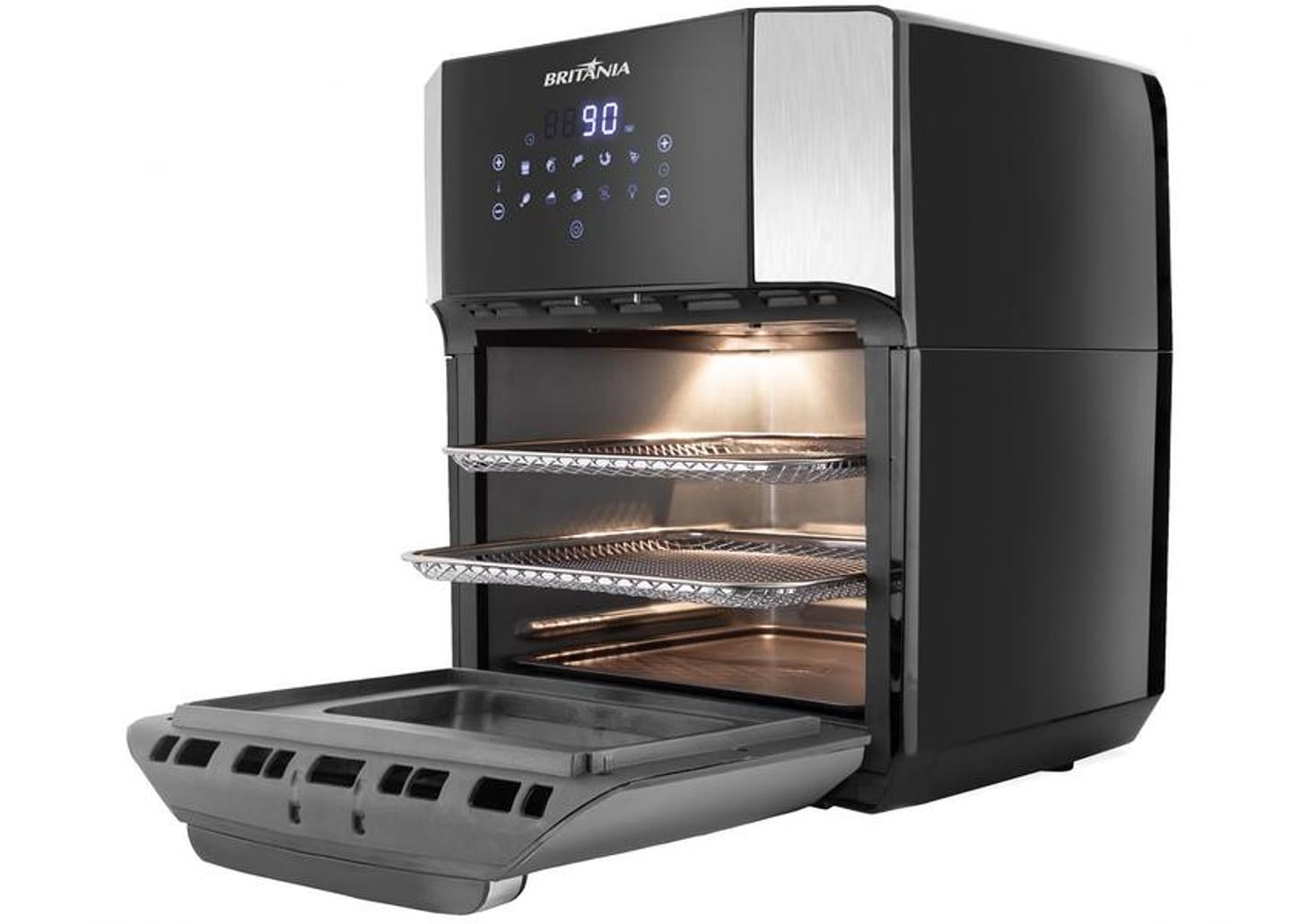 Fritadeira Elétrica sem Óleo/Air Fryer Britânia - Oven BFR2100 Preta 12L com Timer