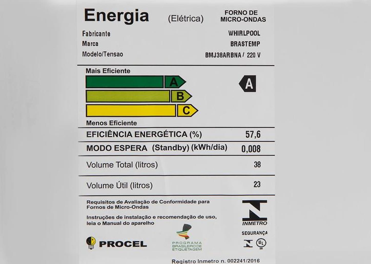 Micro-ondas Brastemp 38L Espelhado com Grill - Ative! BMJ38 ARANA