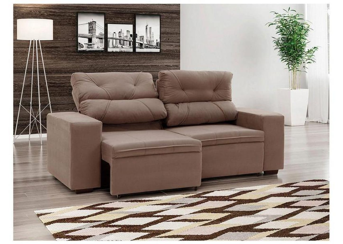 Sofá Retrátil Reclinável 3 Lugares Suede - Bipartido Phormatta Evolution SMP