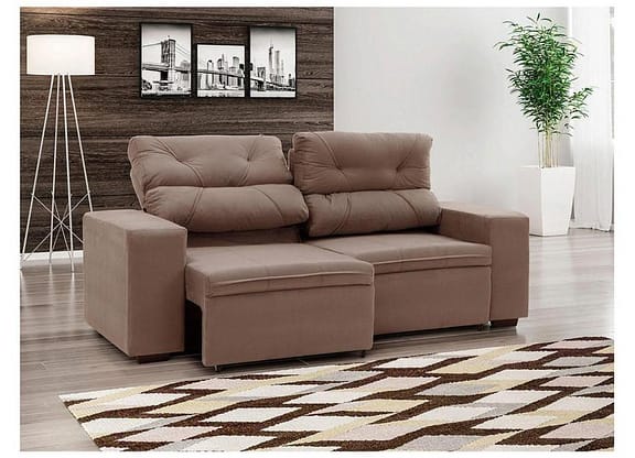 Sofá Retrátil Reclinável 3 Lugares Suede - Bipartido Phormatta Evolution SMP