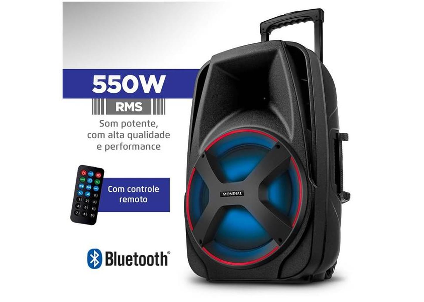 Caixa de Som Mondial Connect Power CM-550 - Bluetooth Amplificada 550W 12” USB