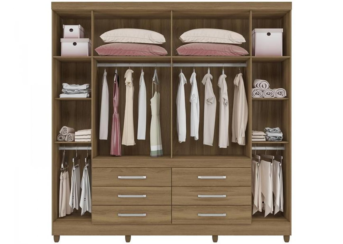 Guarda-roupa Casal com Espelho 6 Portas 6 Gavetas Demóbile Paris II