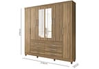 Guarda-roupa Casal com Espelho 6 Portas 6 Gavetas Demóbile Paris II