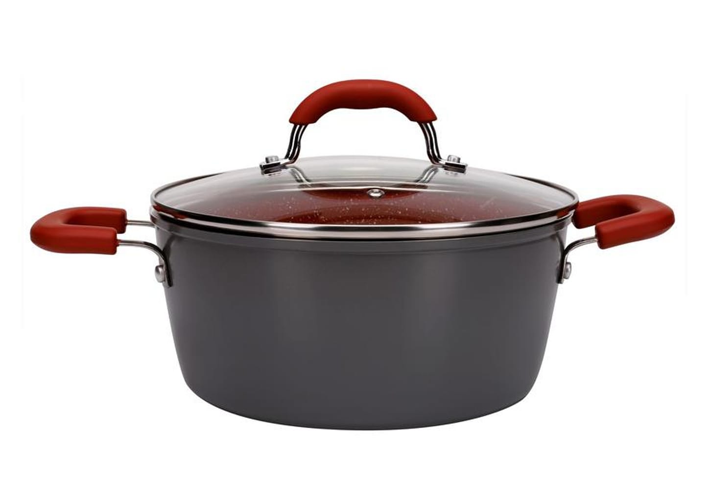 Jogo de Panelas Brinox Revestimento Cerâmico de Alumínio Vermelho e Cinza 8 Peças Select Marble