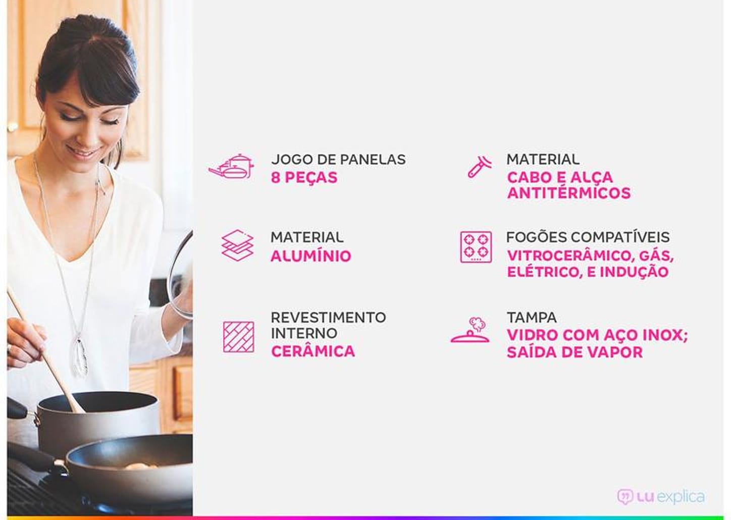 Jogo de Panelas Brinox Revestimento Cerâmico de Alumínio Vermelho e Cinza 8 Peças Select Marble