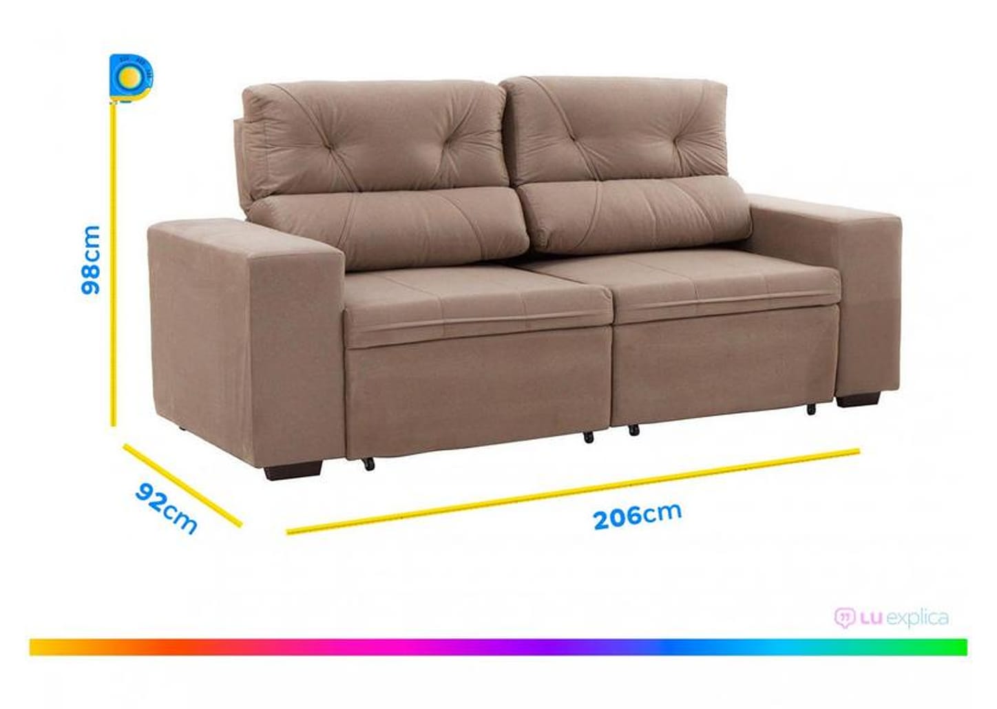 Sofá Retrátil Reclinável 3 Lugares Suede - Bipartido Phormatta Evolution SMP