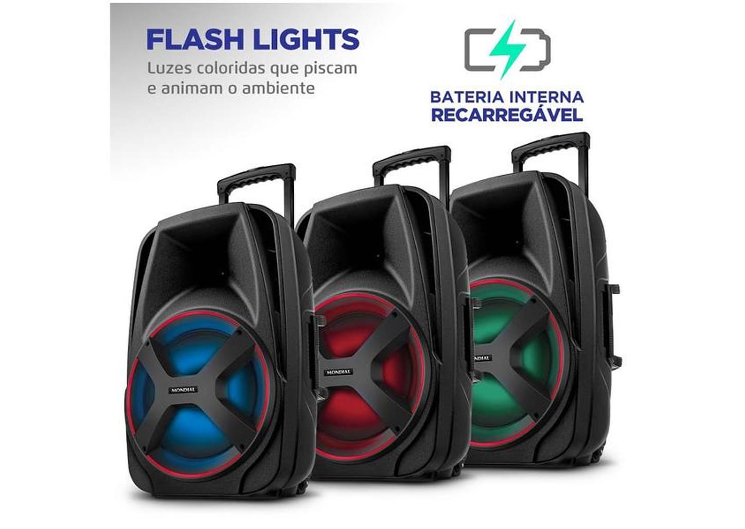 Caixa de Som Mondial Connect Power CM-550 - Bluetooth Amplificada 550W 12” USB