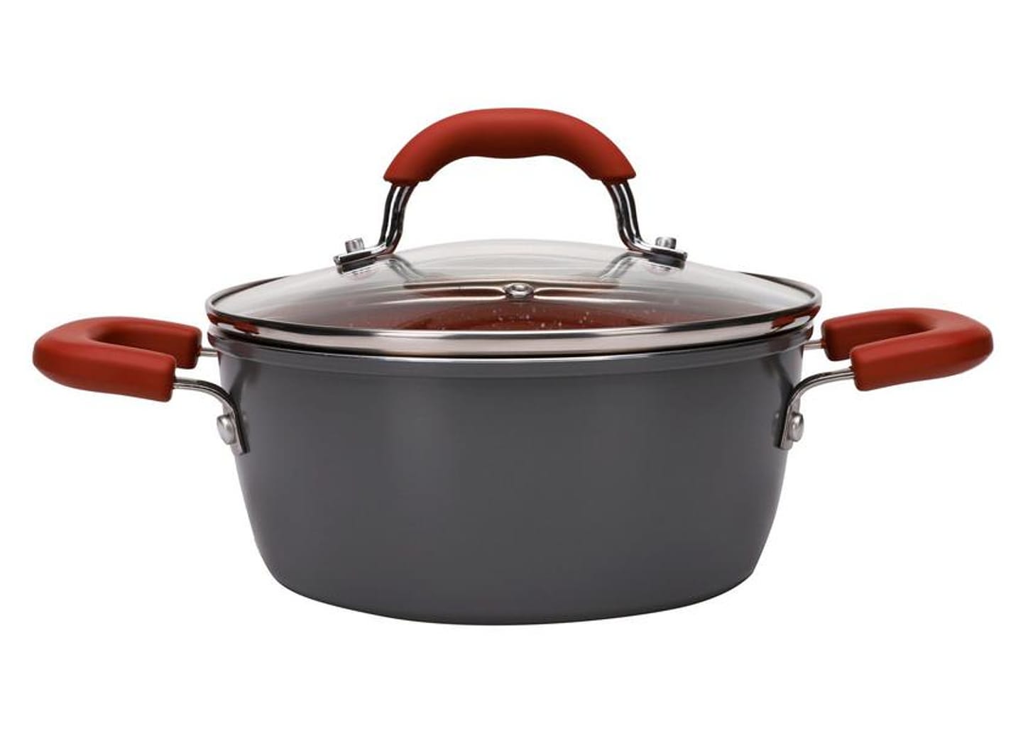 Jogo de Panelas Brinox Revestimento Cerâmico de Alumínio Vermelho e Cinza 8 Peças Select Marble