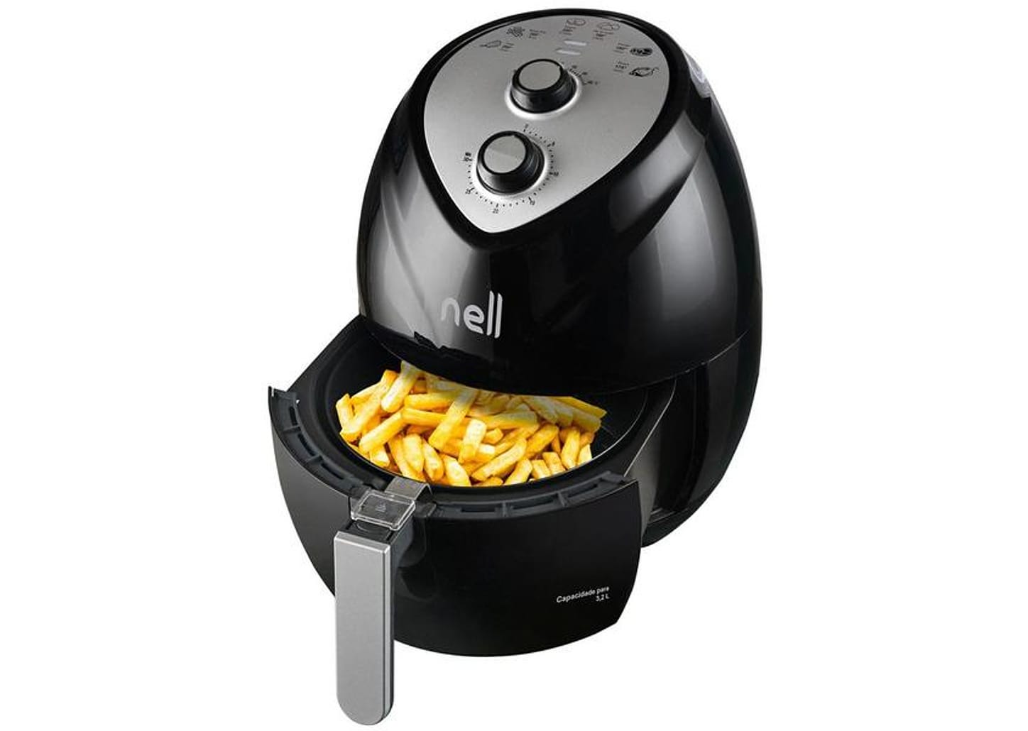 Fritadeira Elétrica sem Óleo/Air Fryer Nell Fit - Preto 3,2L com Timer