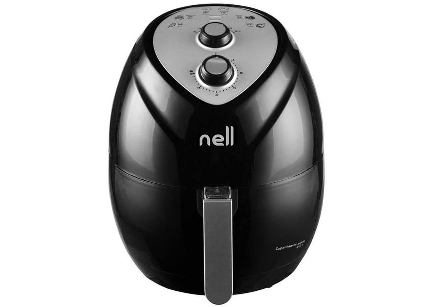Fritadeira Elétrica sem Óleo/Air Fryer Nell Fit - Preto 3,2L com Timer