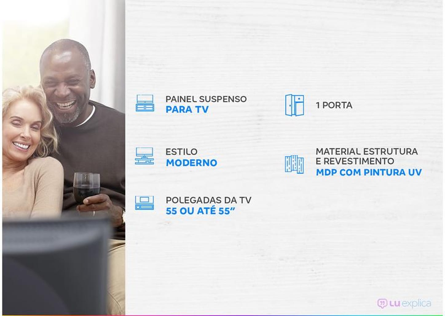 Painel para TV até 55” Caemmun Black 19