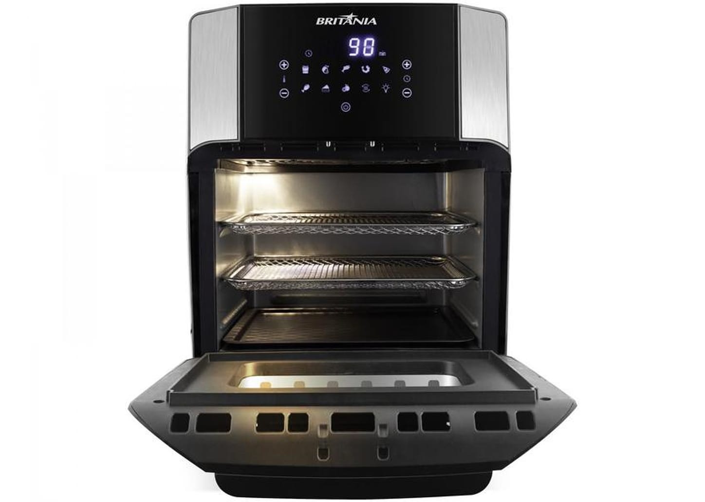 Fritadeira Elétrica sem Óleo/Air Fryer Britânia - Oven BFR2100 Preta 12L com Timer
