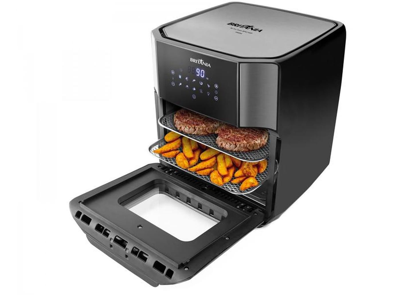 Fritadeira Elétrica sem Óleo/Air Fryer Britânia - Oven BFR2100 Preta 12L com Timer