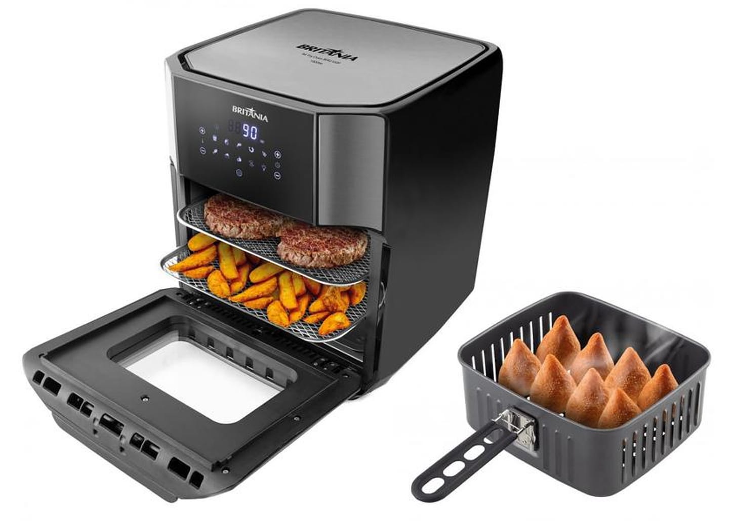 Fritadeira Elétrica sem Óleo/Air Fryer Britânia - Oven BFR2100 Preta 12L com Timer