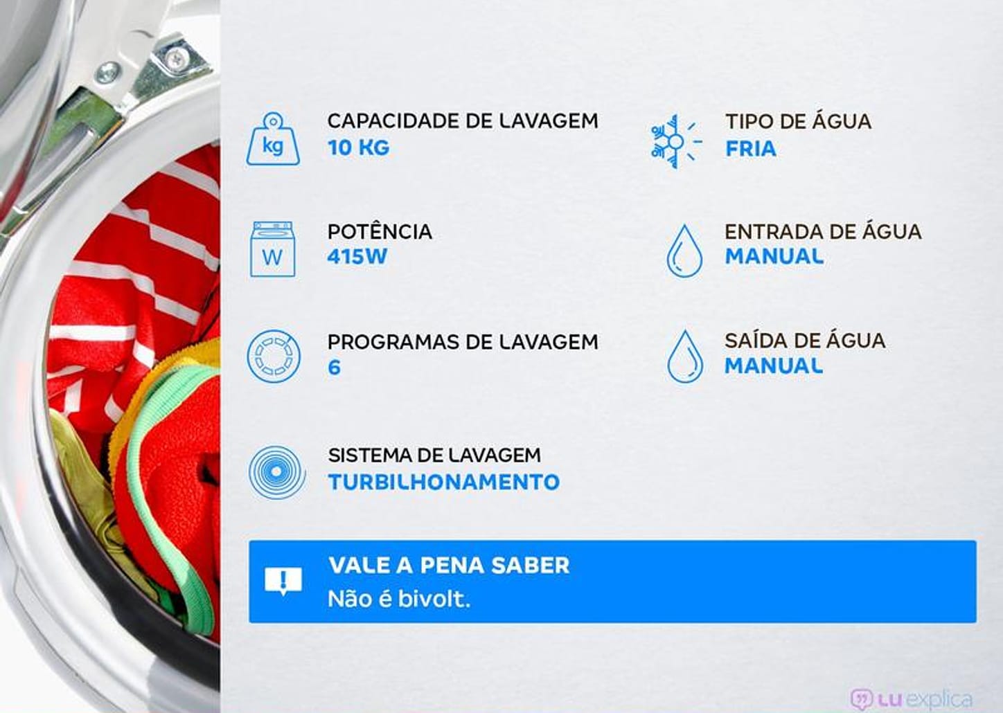 Tanquinho 10Kg Suggar Lavamax Eco - Desligamento Automático Timer Filtro Cata-Fiapos