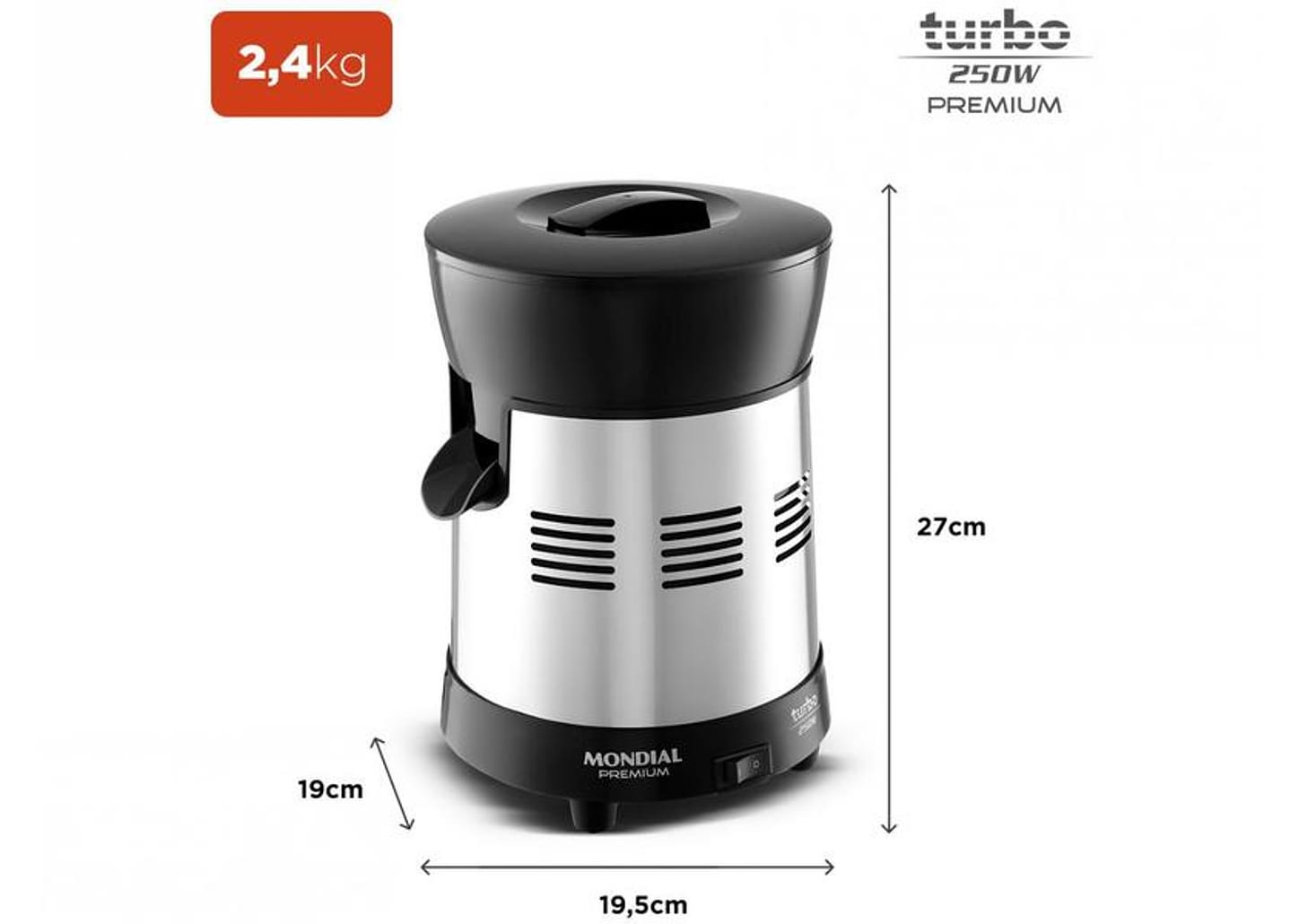 Espremedor de Frutas Mondial Cozinha E-10 Elétrico Inox 250W Capacidade 1L