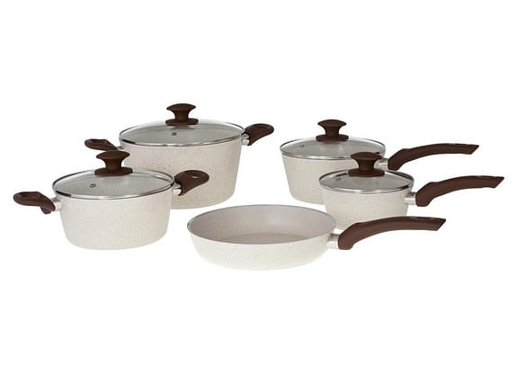 Jogo de Panelas Brinox Revestimento Cerâmico de Alumínio Vanilla 5 Peças Optima