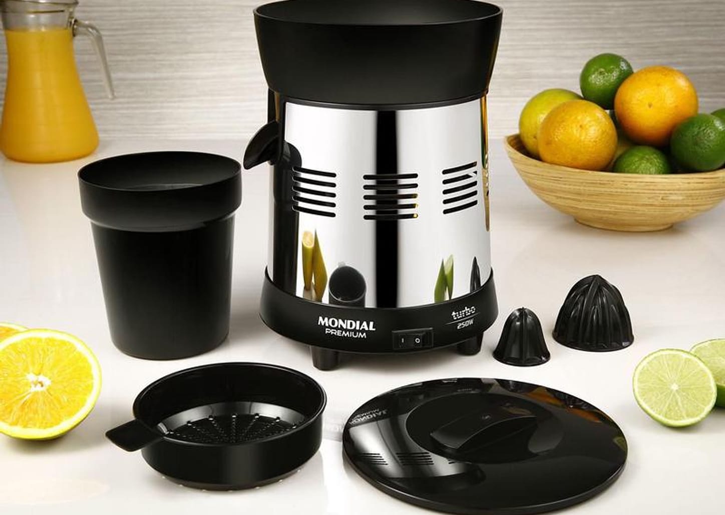 Espremedor de Frutas Mondial Cozinha E-10 Elétrico Inox 250W Capacidade 1L