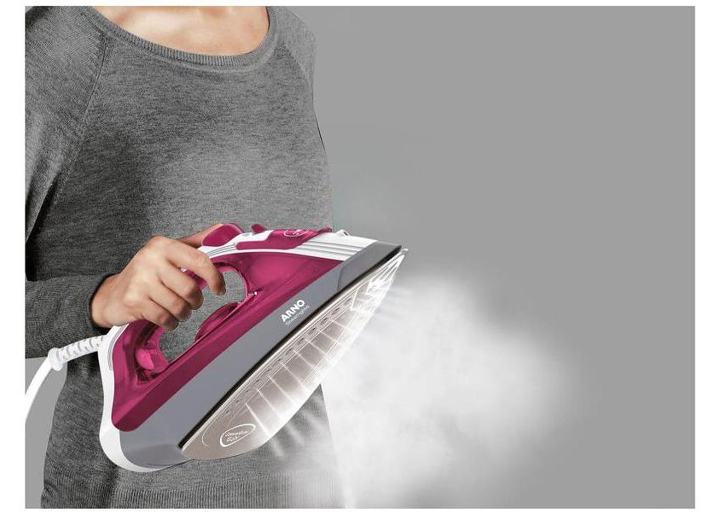 Ferro a Vapor Elétrico Arno Steamgliss - Base Cerâmica Rosa FSGC