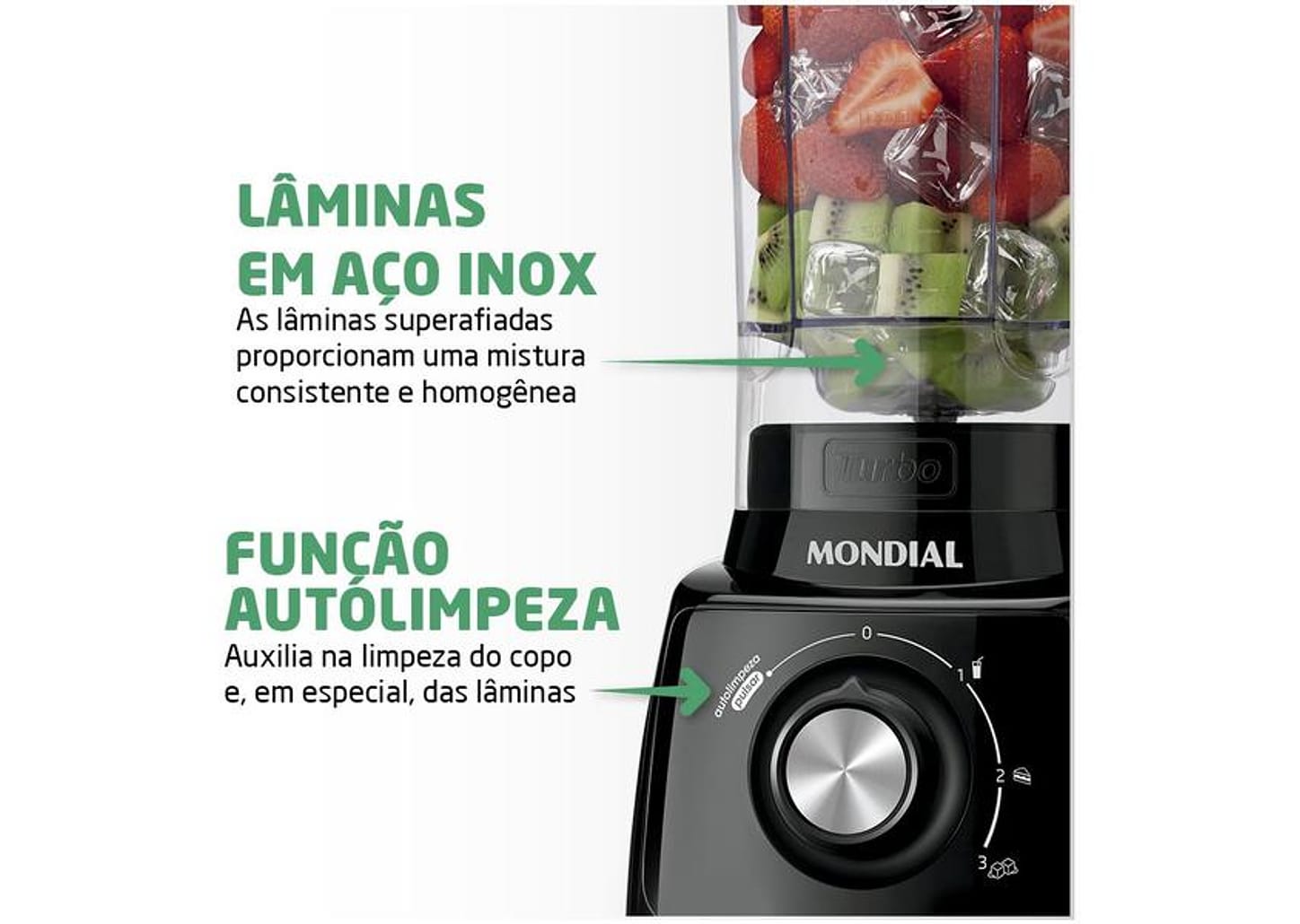 Liquidificador Mondial Turbo Power L-99 FB - Preto com Filtro 3 Velocidades 550W