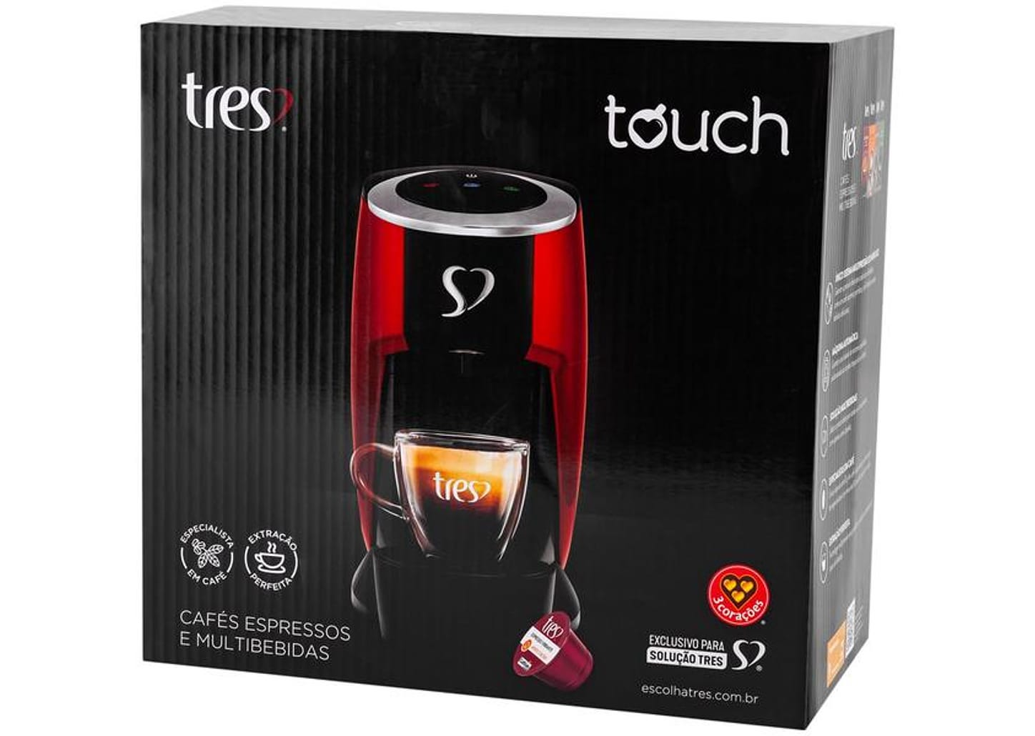 Cafeteira Espresso TRES 3 Corações Touch Vermelha