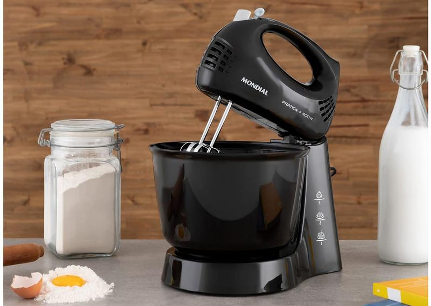 Batedeira Mondial Preto 400W Prática B-44-B 3 Velocidades