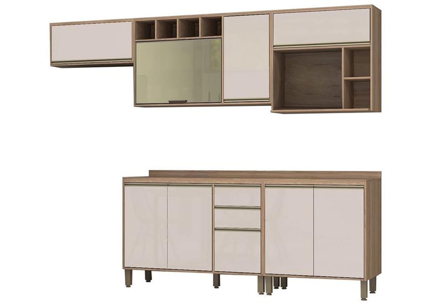 Cozinha Completa Luciane Parma com Balcão para Pia e Nicho para Micro-ondas 8 Portas