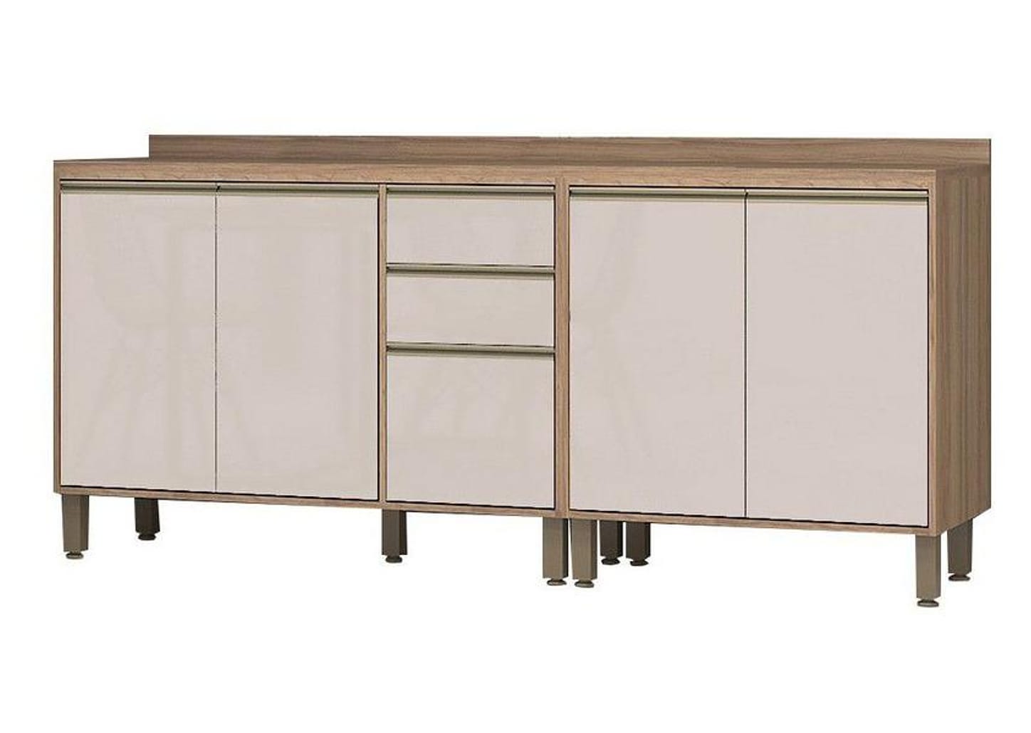 Cozinha Completa Luciane Parma com Balcão para Pia e Nicho para Micro-ondas 8 Portas