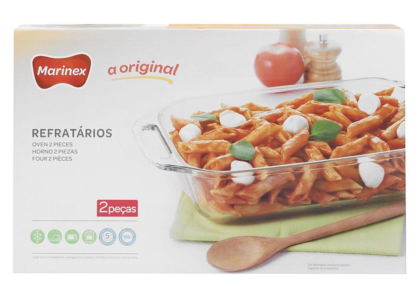 Conjunto de Assadeiras Marinex Retangular de Vidro 2 Peças Com Alça Seletta 15390201018561