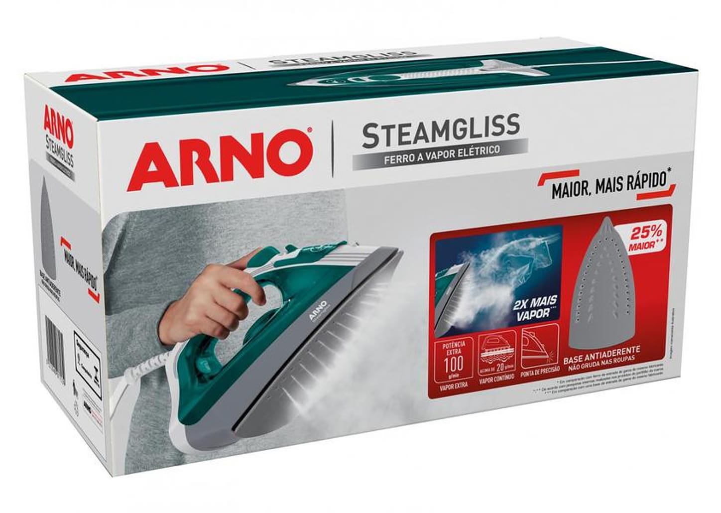 Ferro de Passar Roupa a Vapor e a Seco Arno - Steamgliss Verde
