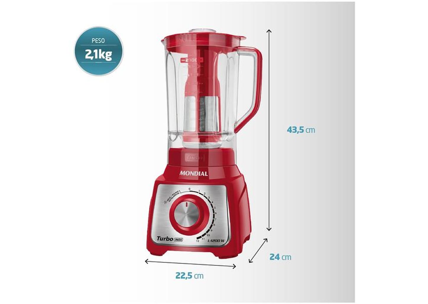 Liquidificador Mondial Turbo Inox L-1200 RI com Filtro 12 Velocidades 1200W