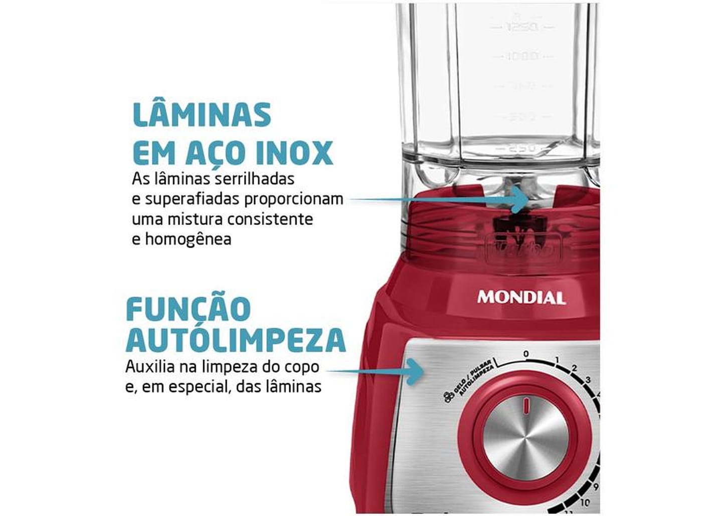 Liquidificador Mondial Turbo Inox L-1200 RI com Filtro 12 Velocidades 1200W
