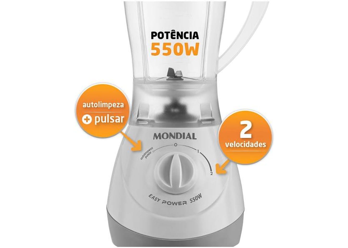 Liquidificador Mondial Easy Power L-550-W - Branco 2 Velocidades 550W