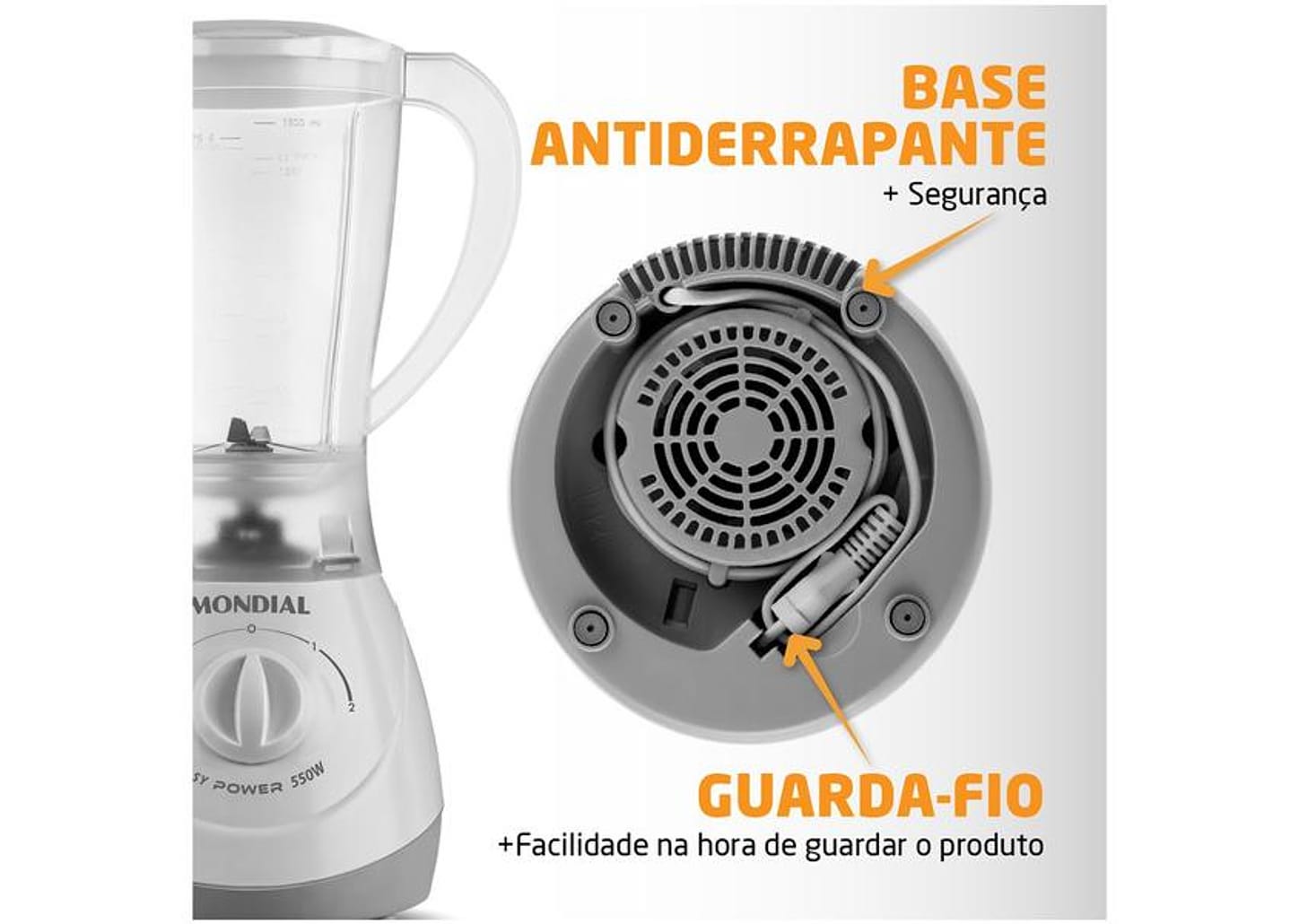 Liquidificador Mondial Easy Power L-550-W - Branco 2 Velocidades 550W