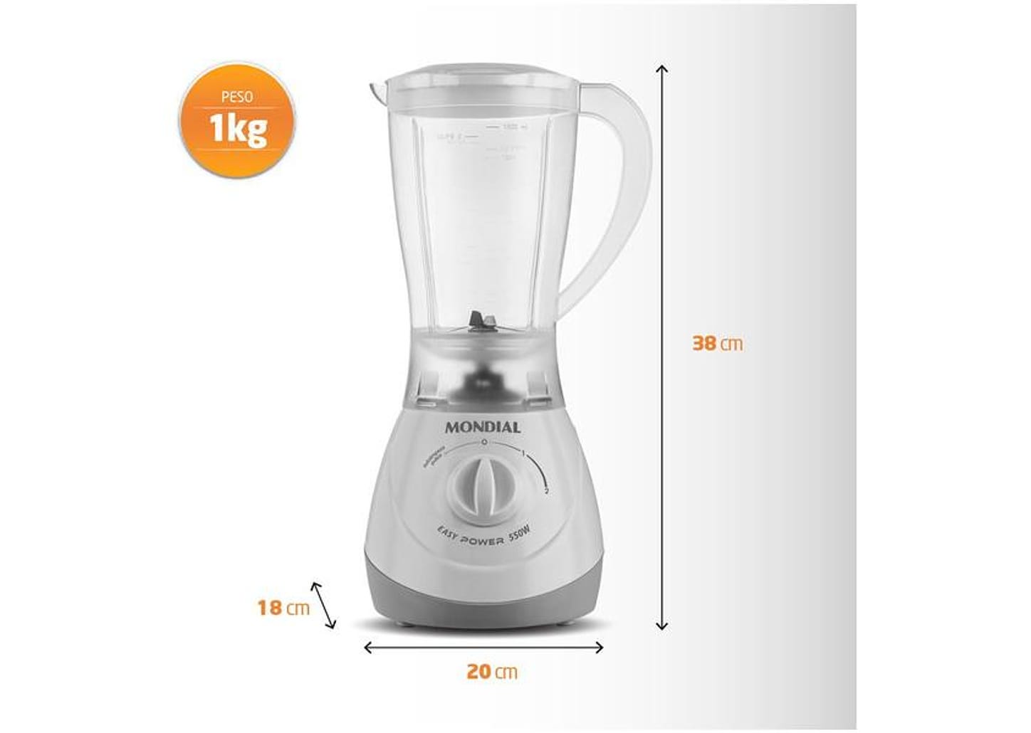 Liquidificador Mondial Easy Power L-550-W - Branco 2 Velocidades 550W