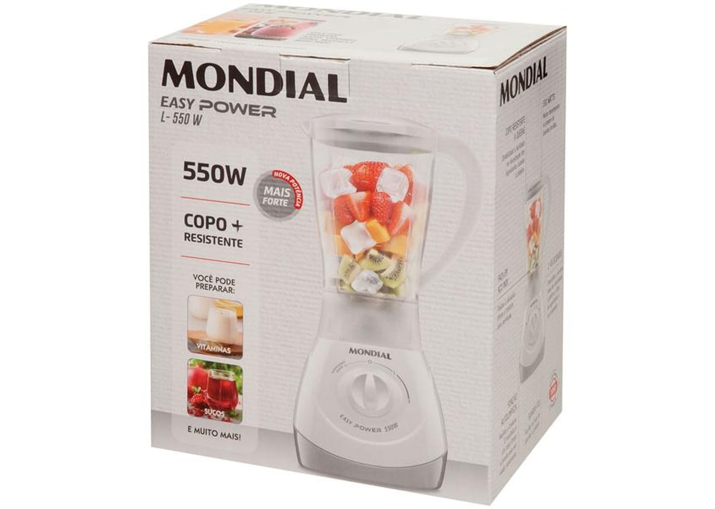 Liquidificador Mondial Easy Power L-550-W - Branco 2 Velocidades 550W