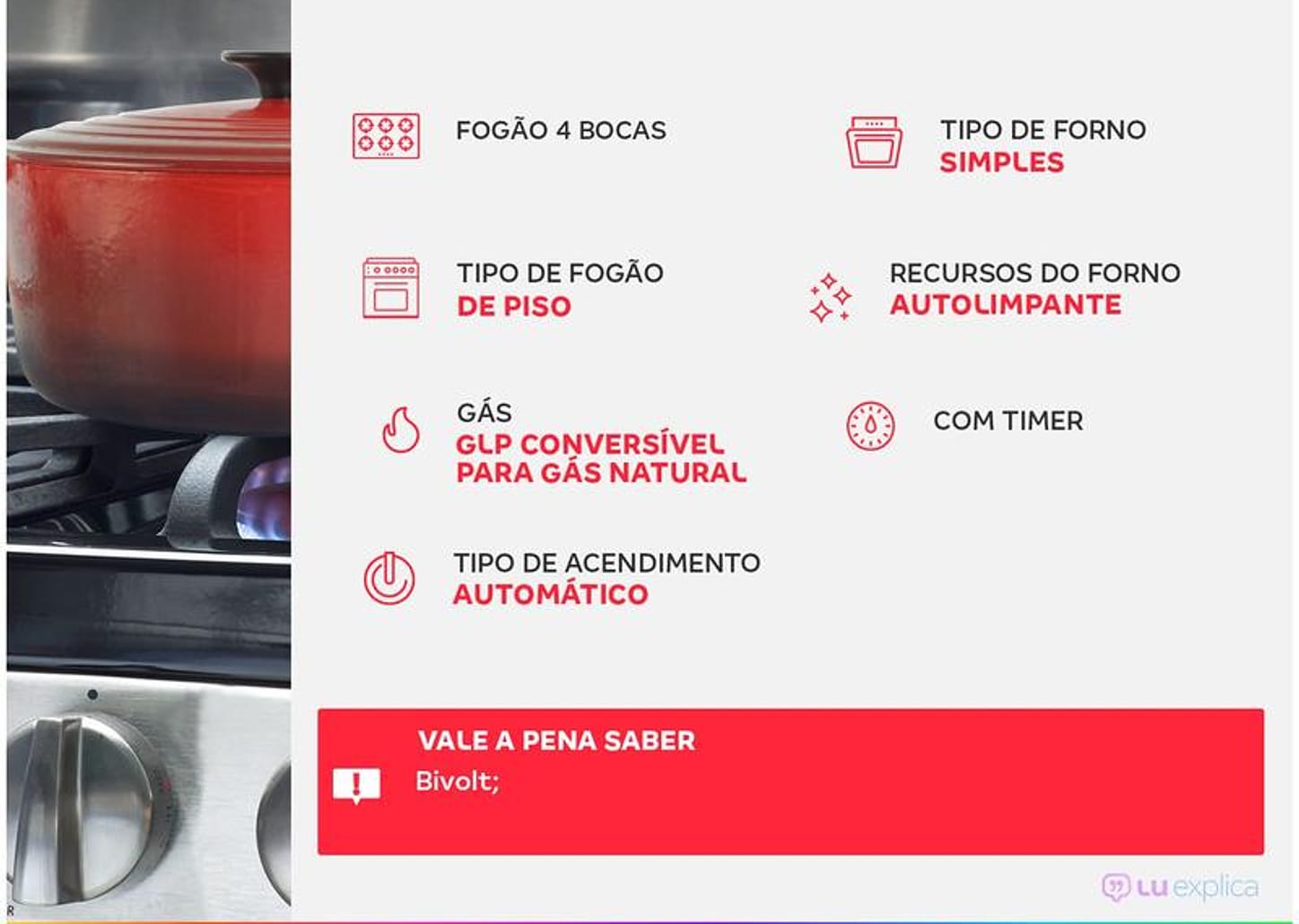 Fogão 4 Bocas Esmaltec Branco - Acendimento Automático Topázio